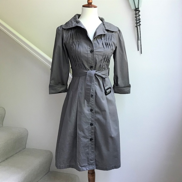 Mango Dresses & Skirts - MNG Casual Sportwear Gray Belted Shirt Dress